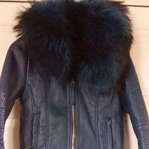Model Iman Club Studio 54 Styled Blue Leather-like Jacket